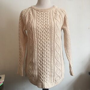 L.L. Bean Thick Heavyweight Cream Cable Knit Sweater: Size Small